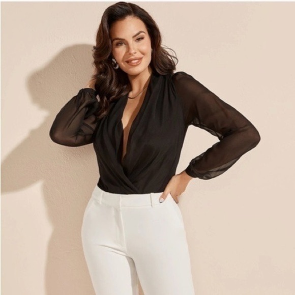 Guess by Marciano NWT Jet Black Daria Bodysuit Size XS - Picture 1 of 6